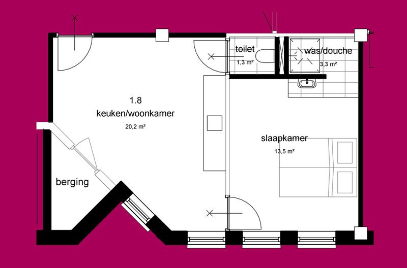 Appartement met interne berging