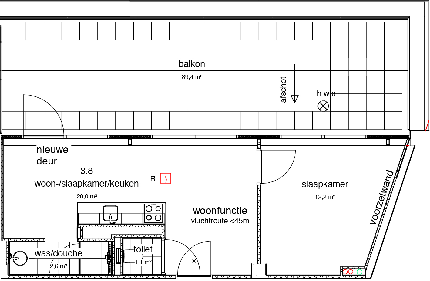 Appartement met balkon