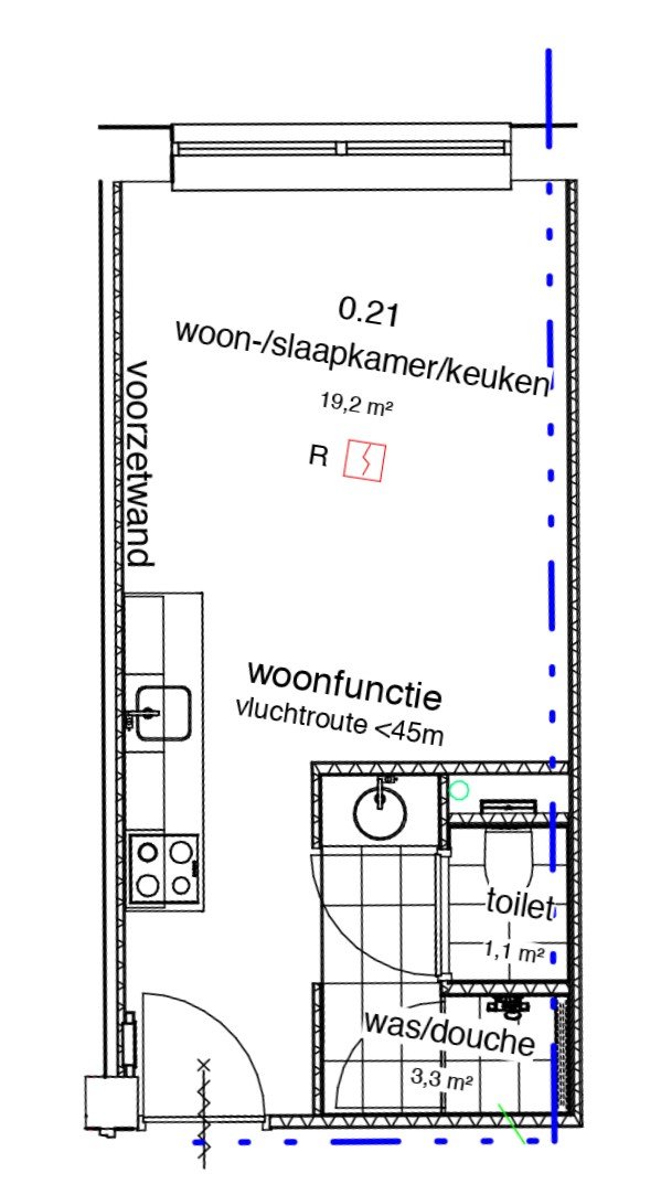 Studio  (T.b.v. < 23jaar i.v.m. huurtoeslag.)