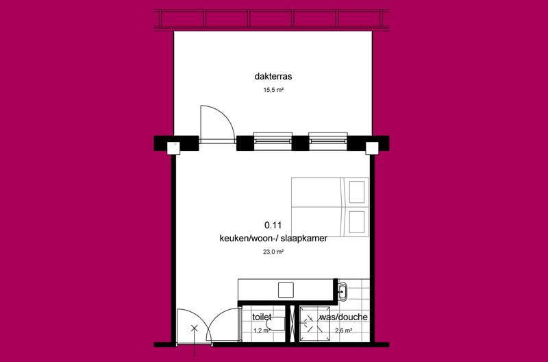 Studio met balkon